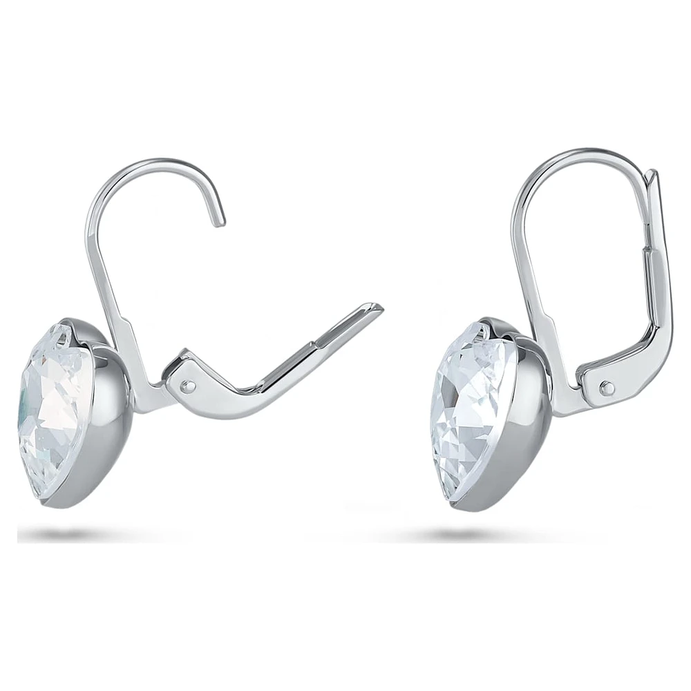 Bella drop earrings, Heart, White, Rhodium plated by SWAROVSKI