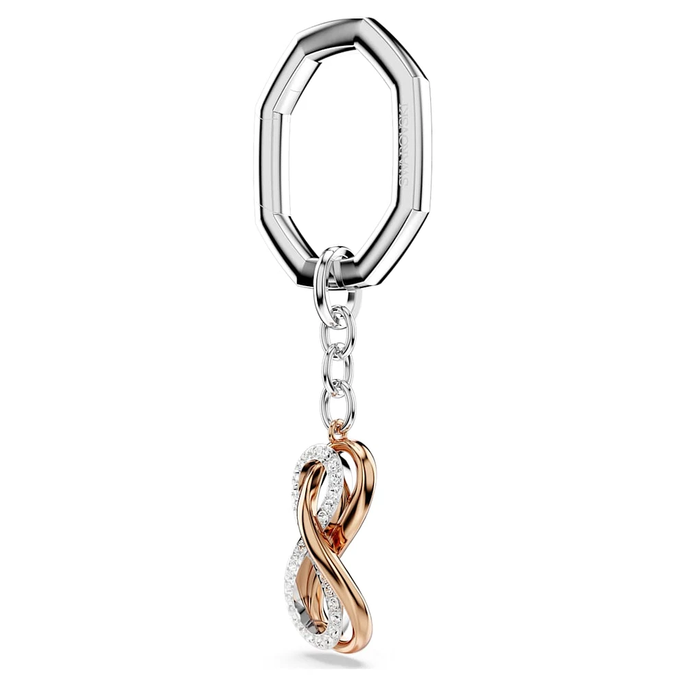 Key ring, Infinity, White, Mixed metal finish by SWAROVSKI