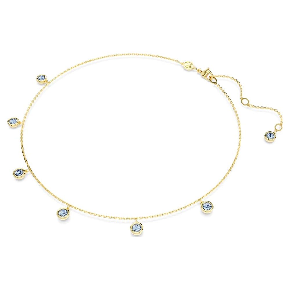Imber necklace, Round cut, Light blue, Gold-tone plated by SWAROVSKI