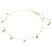 Imber necklace, Round cut, Light blue, Gold-tone plated by SWAROVSKI