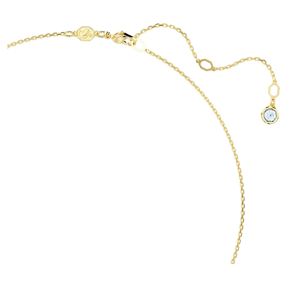 Imber necklace, Round cut, Light blue, Gold-tone plated by SWAROVSKI