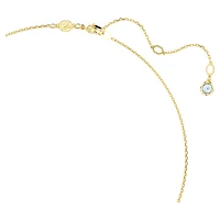 Imber necklace, Round cut, Light blue, Gold-tone plated by SWAROVSKI