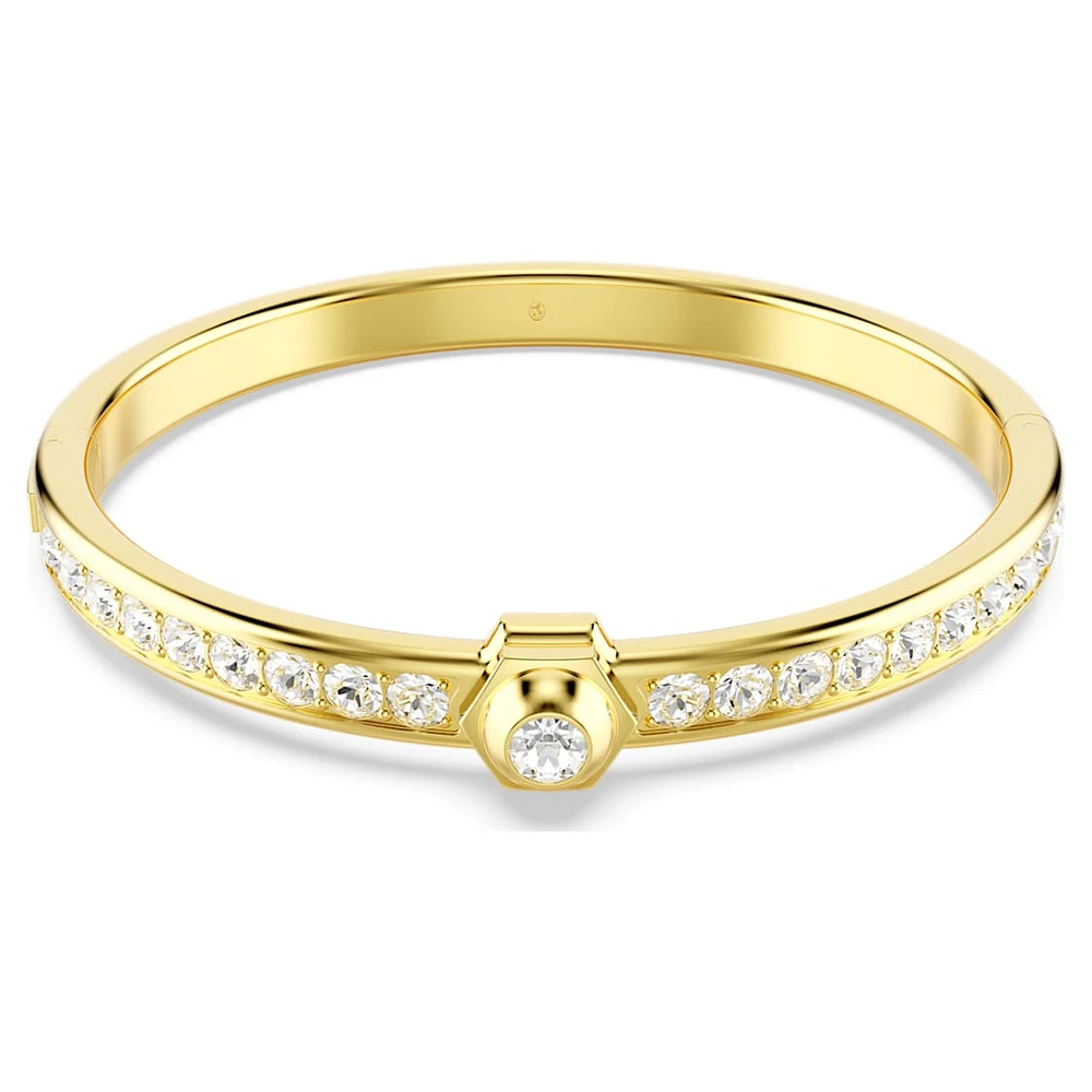 Numina bangle, Round cut, White, Gold-tone plated by SWAROVSKI