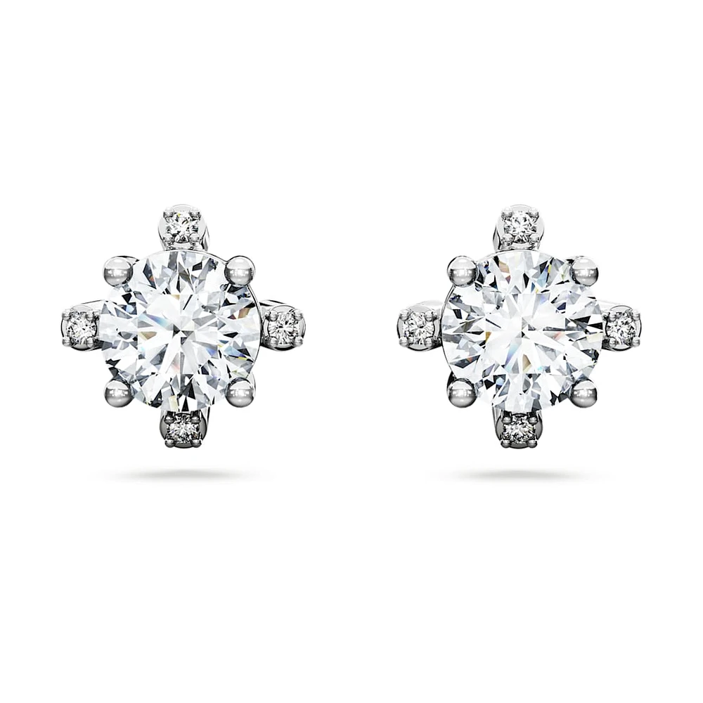 Galaxy stud earrings, Lab-grown diamonds 2.1 ct tw, Round shape, 14K white gold by SWAROVSKI