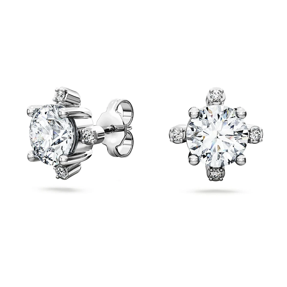 Galaxy stud earrings, Lab-grown diamonds 2.1 ct tw, Round shape, 14K white gold by SWAROVSKI