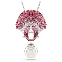 Idyllia pendant, Mixed cuts, Crystal pearl, Shell, Pink, Rhodium plated by SWAROVSKI
