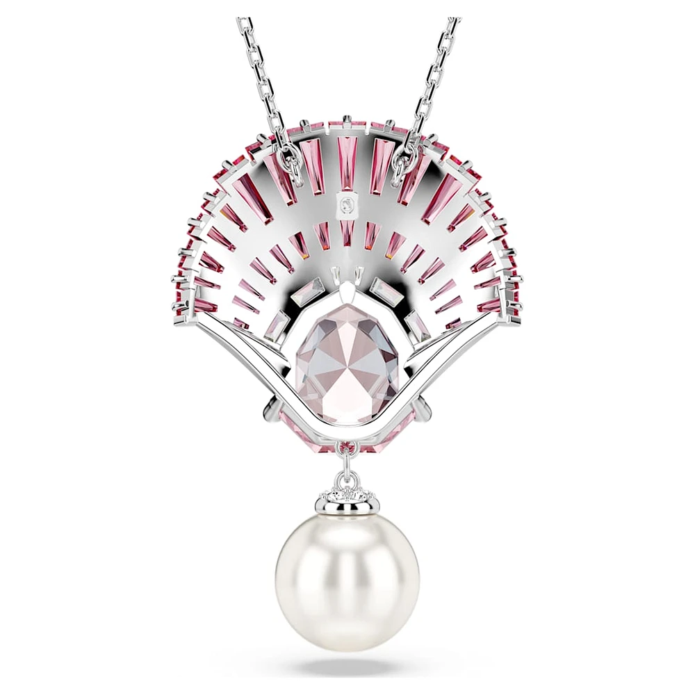 Idyllia pendant, Mixed cuts, Crystal pearl, Shell, Pink, Rhodium plated by SWAROVSKI