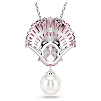 Idyllia pendant, Mixed cuts, Crystal pearl, Shell, Pink, Rhodium plated by SWAROVSKI