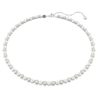 Matrix Tennis necklace, Crystal pearl, Round cut, White, Rhodium plated by SWAROVSKI