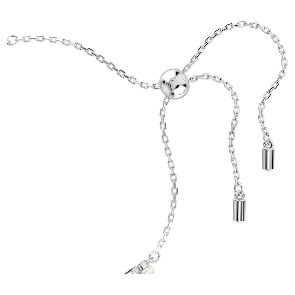 Matrix Tennis bracelet, Crystal pearl, Round cut, White, Rhodium plated by SWAROVSKI