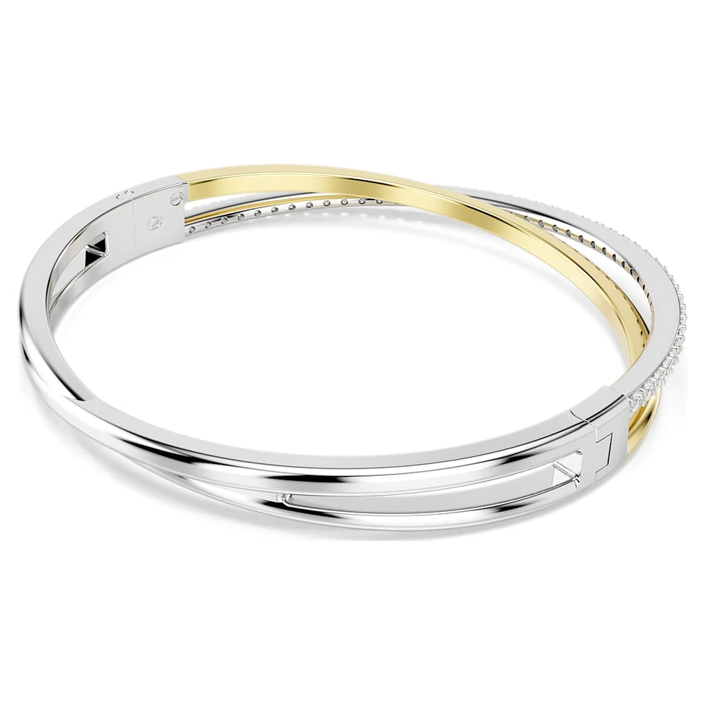 Hyperbola bangle, Round cut, White, Mixed metal finish by SWAROVSKI