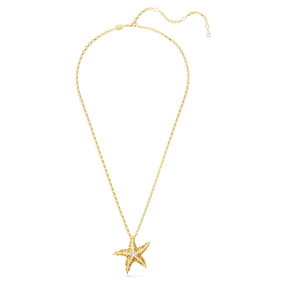 Idyllia pendant, Crystal pearls, Starfish, Gold tone, Gold-tone plated by SWAROVSKI