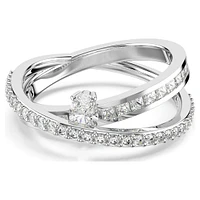Hyperbola ring, Mixed cuts, White, Rhodium plated by SWAROVSKI