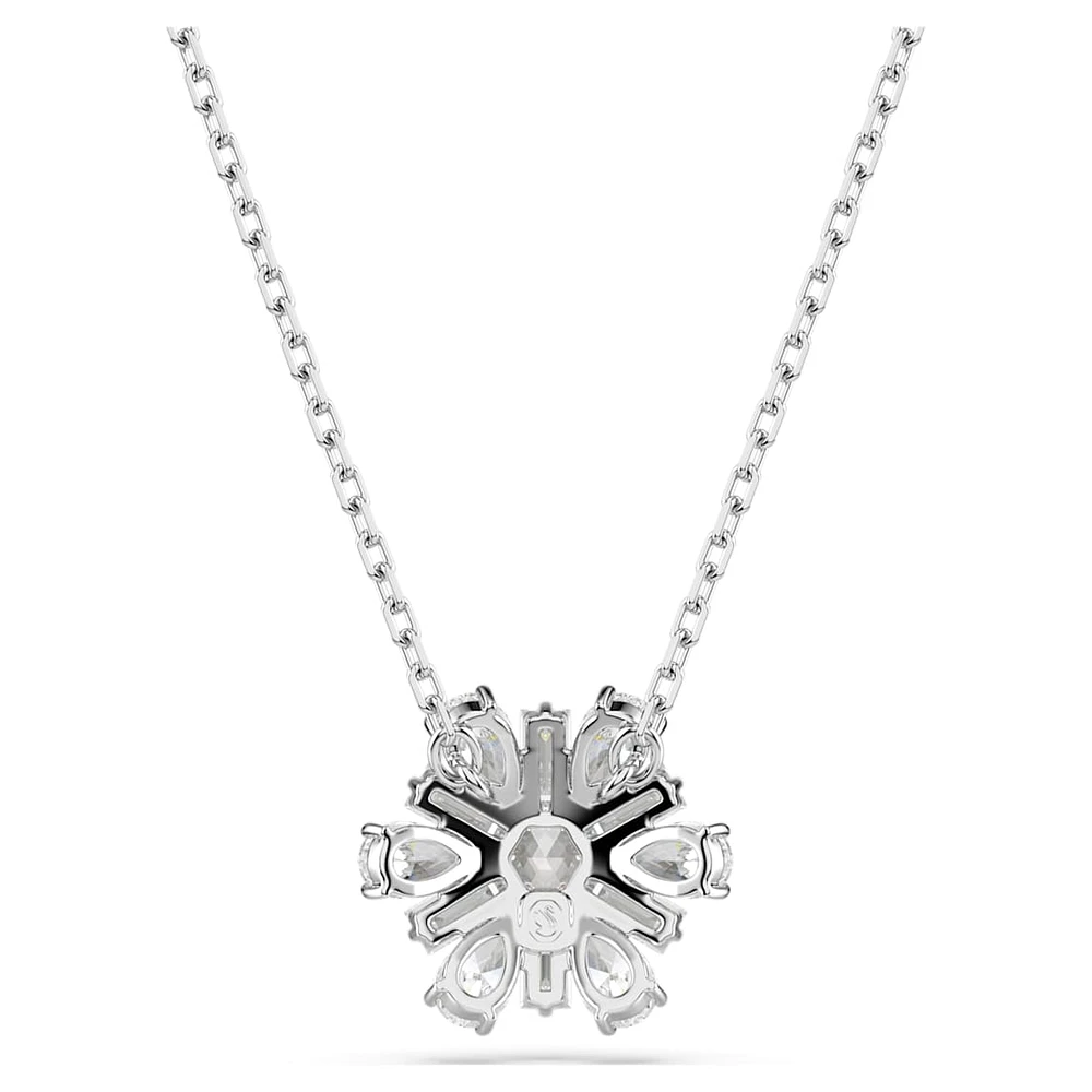 Idyllia pendant, Mixed cuts, Snowflake, White, Rhodium plated by SWAROVSKI