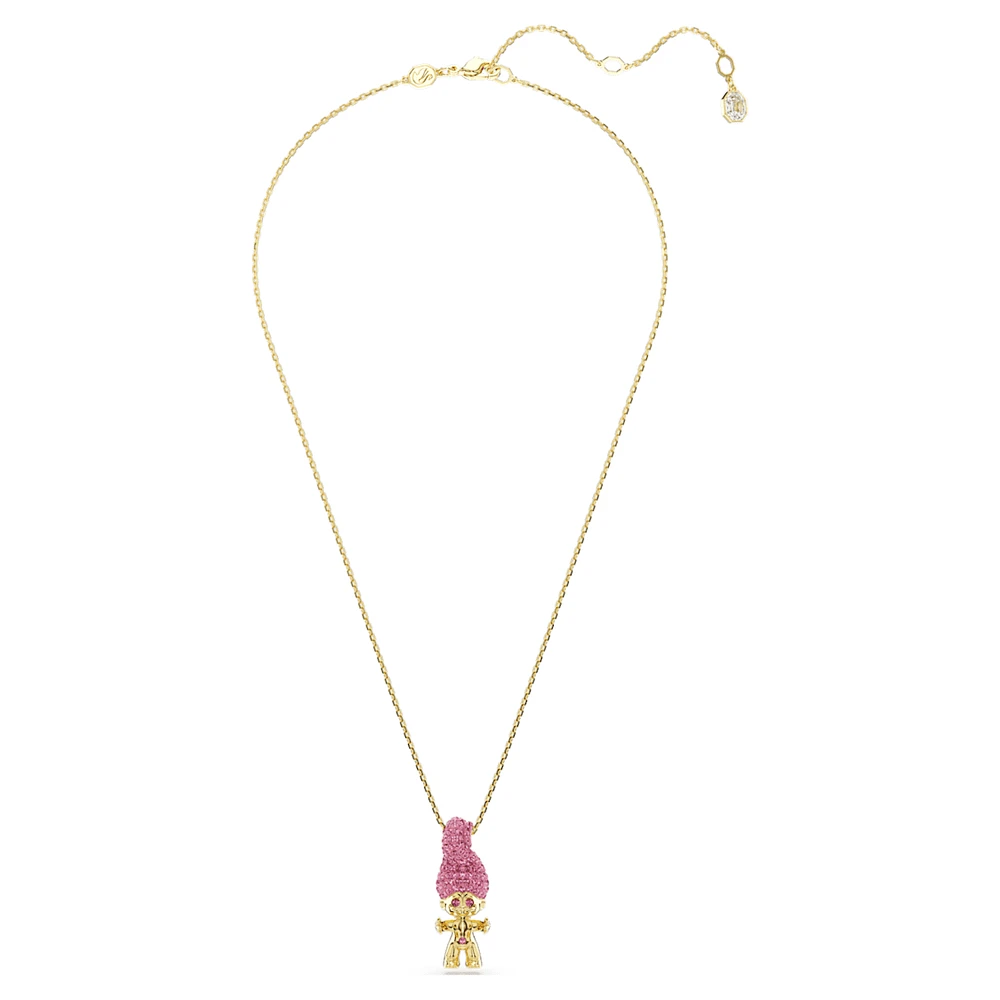 Good Luck Trolls pendant, Troll, Pink, Gold-tone plated by SWAROVSKI