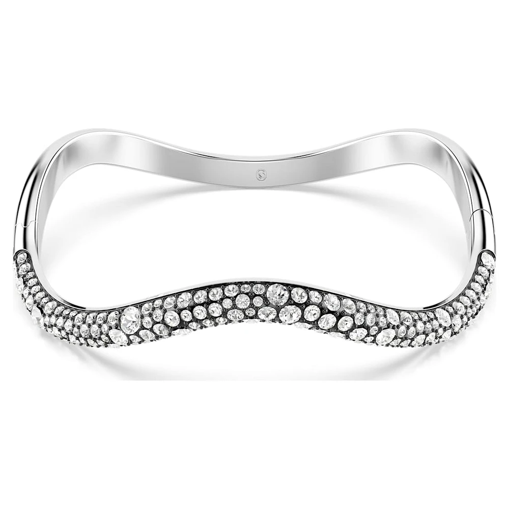 Sublima bangle, Round cut, White, Rhodium plated by SWAROVSKI