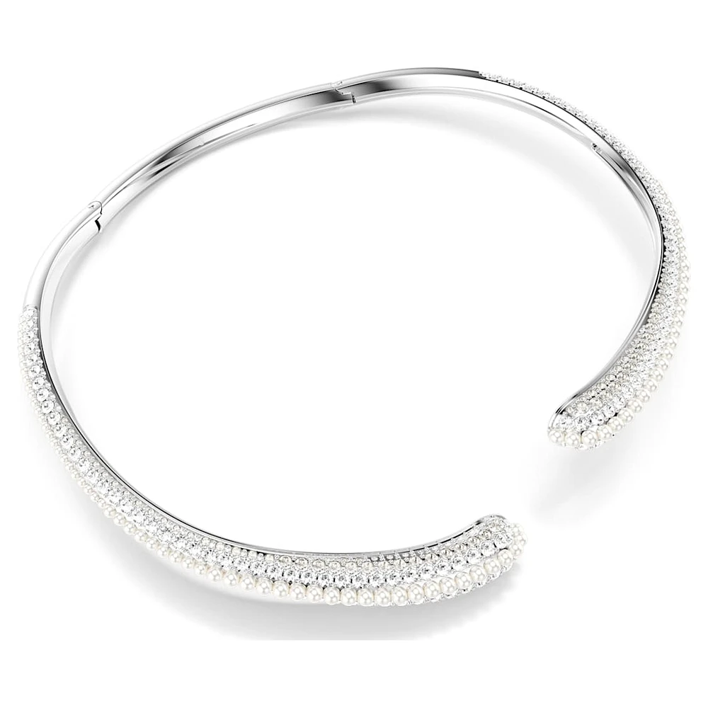 Sublima necklace, Crystal pearl, Round cut, White, Rhodium plated by SWAROVSKI