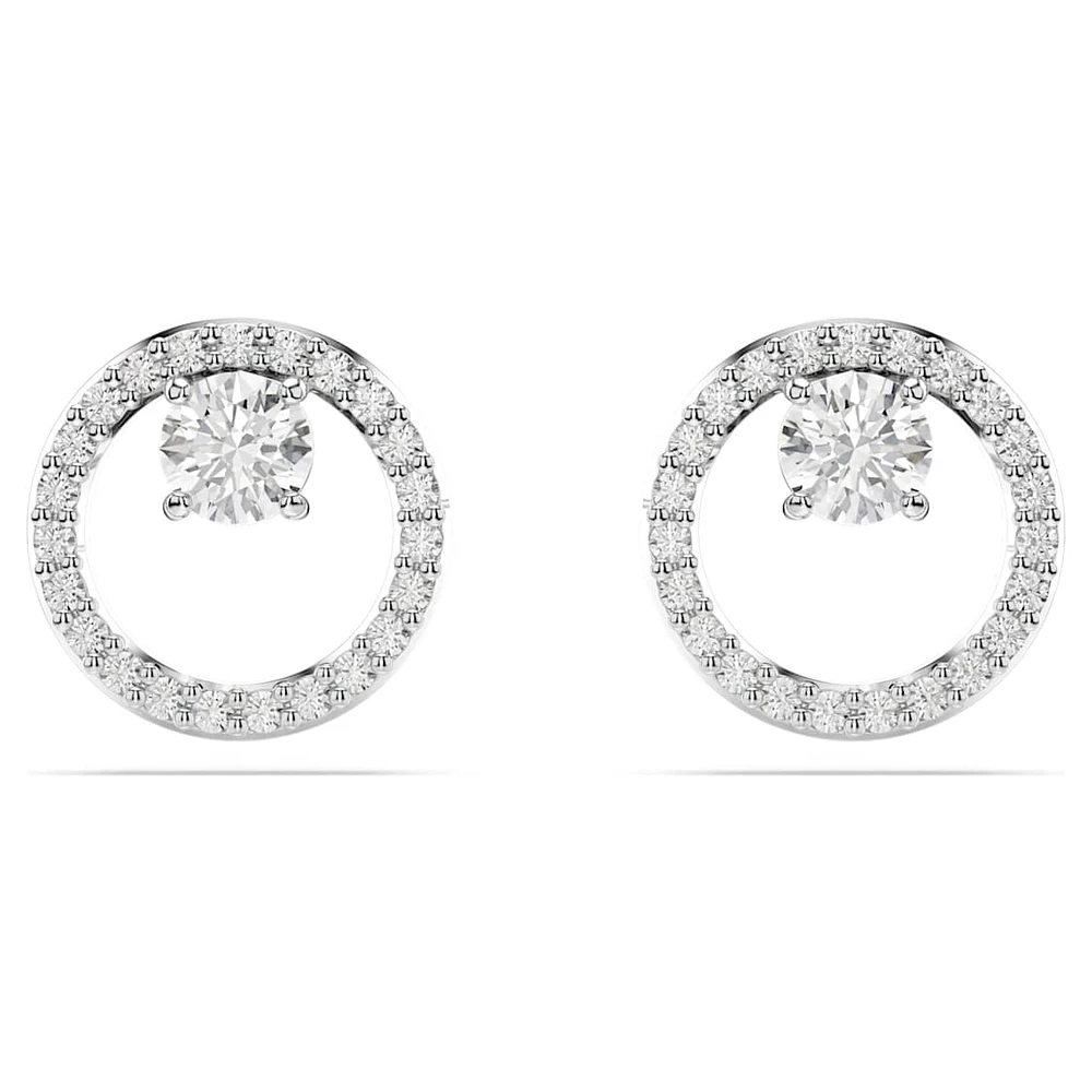 Constella stud earrings, Round cut, White