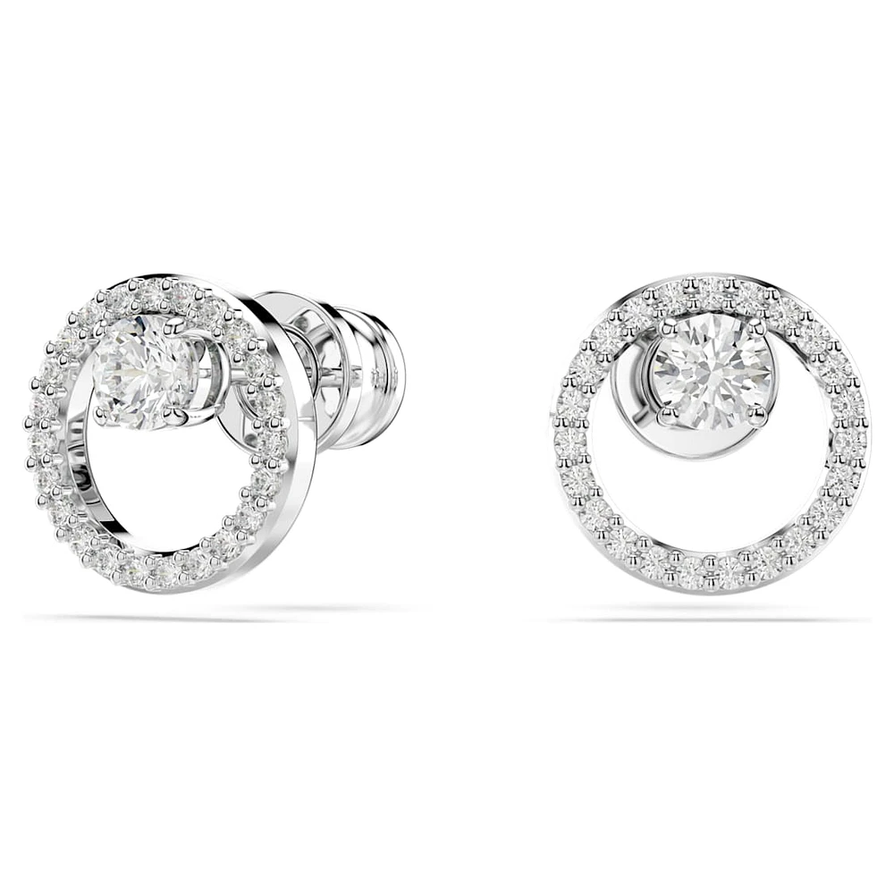 Constella stud earrings, Round cut, White