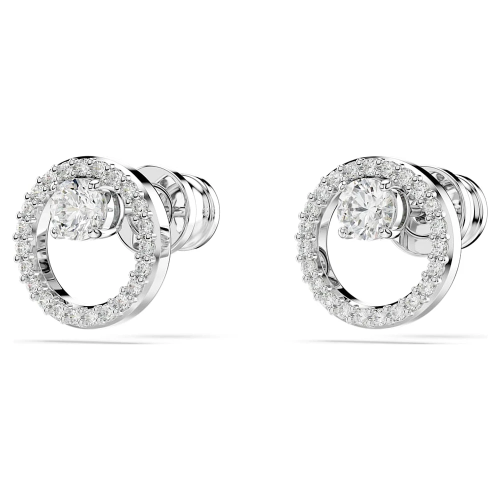 Constella stud earrings, Round cut, White