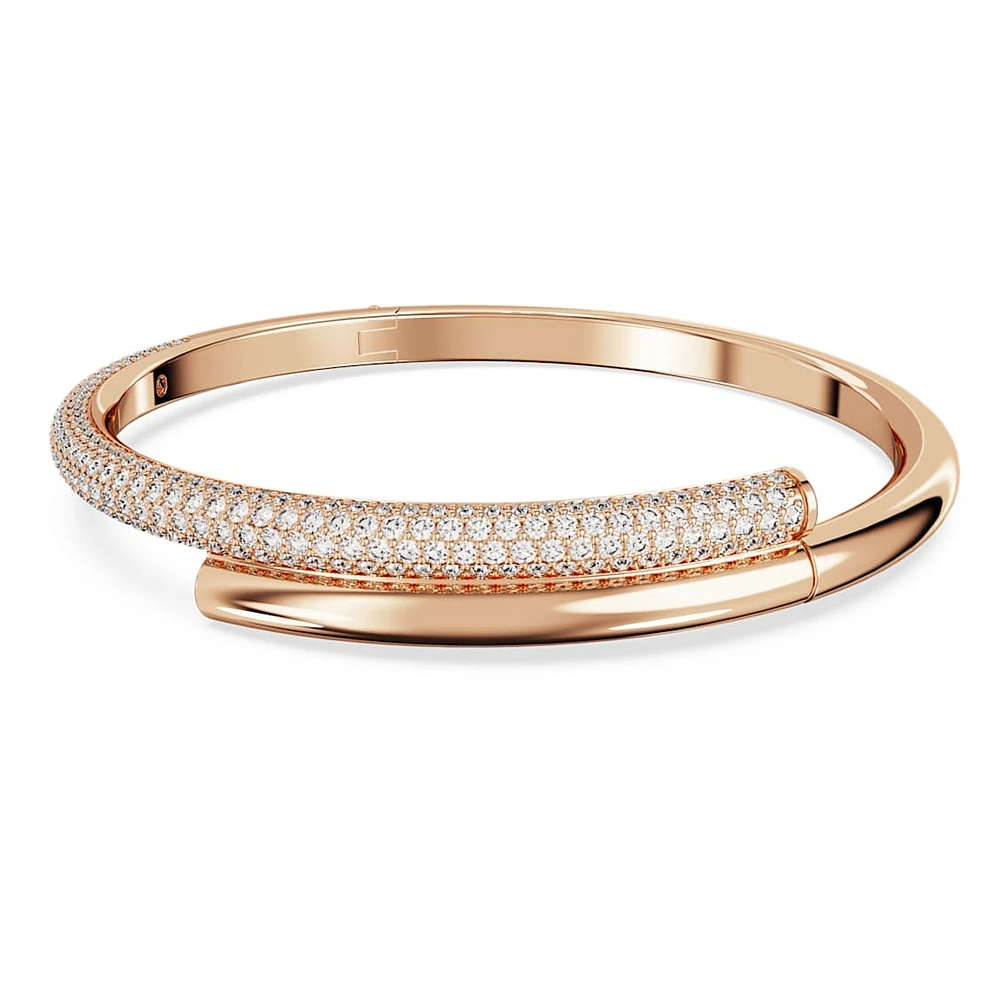 Dextera bangle, Magnetic closure, White, Rose gold-tone plated by SWAROVSKI