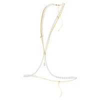 Idyllia body chain, Crystal pearls, White, Gold-tone plated by SWAROVSKI
