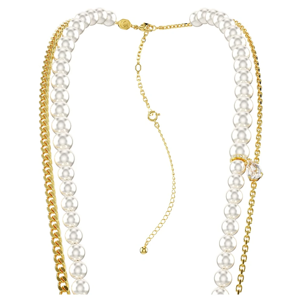 Idyllia body chain, Crystal pearls, White, Gold-tone plated by SWAROVSKI