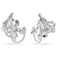 Hyperbola ear cuff, Statement, Mixed cuts, White, Rhodium plated by SWAROVSKI