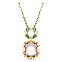 Chroma pendant, Cushion cut, Multicolored, Gold-tone plated by SWAROVSKI
