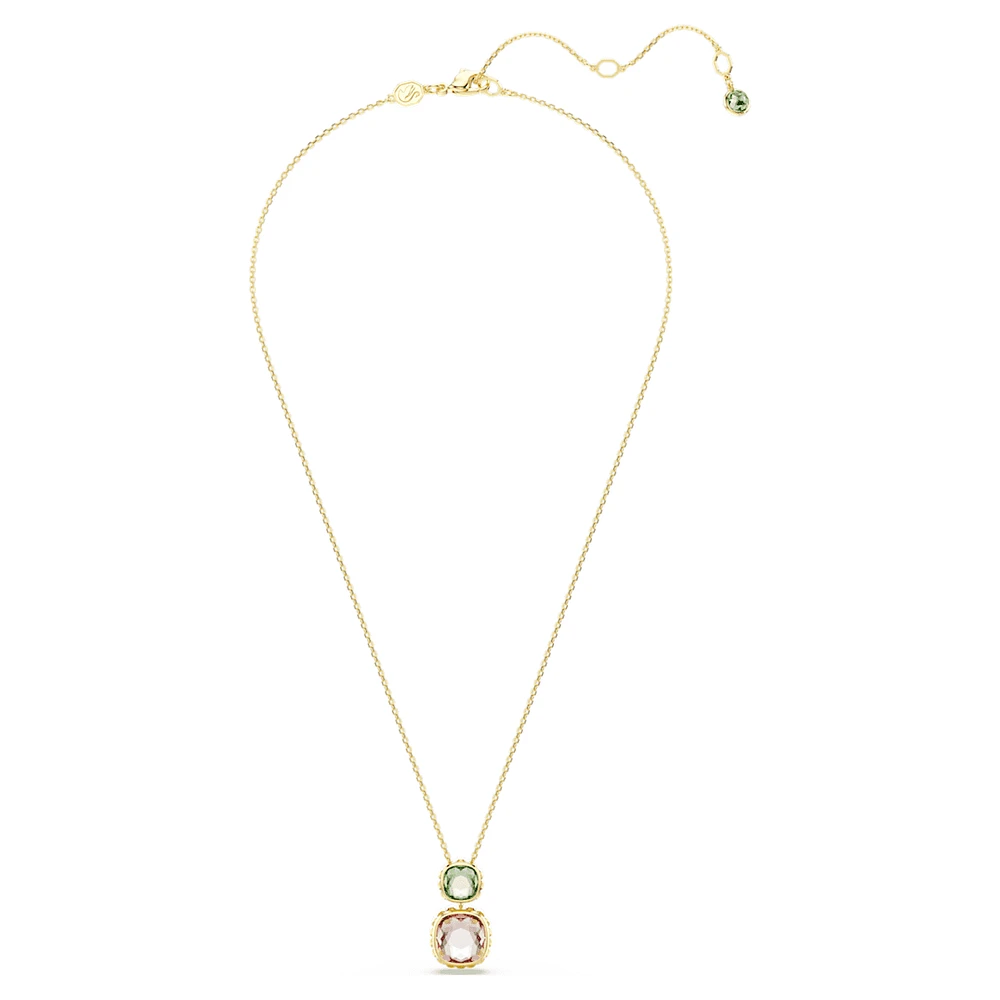 Chroma pendant, Cushion cut, Multicoloured, Gold-tone plated by SWAROVSKI