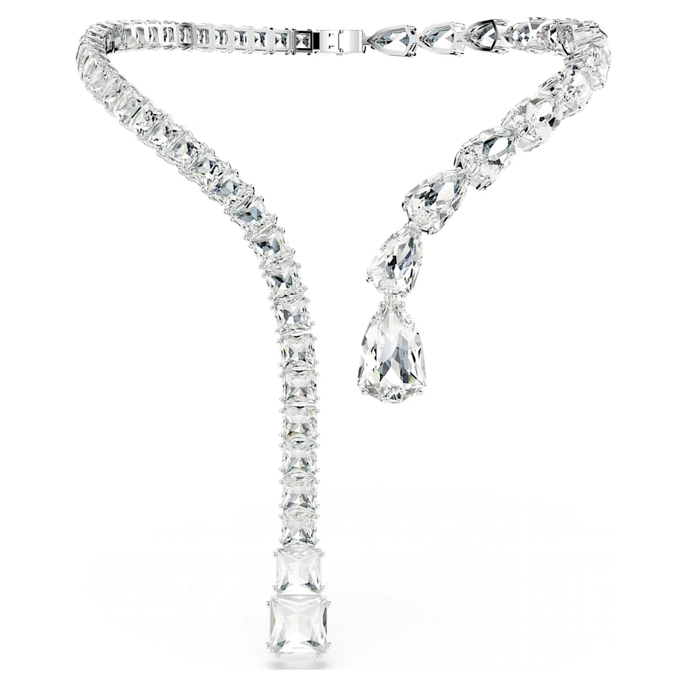 Matrix open necklace, Mixed cuts, White, Rhodium plated by SWAROVSKI