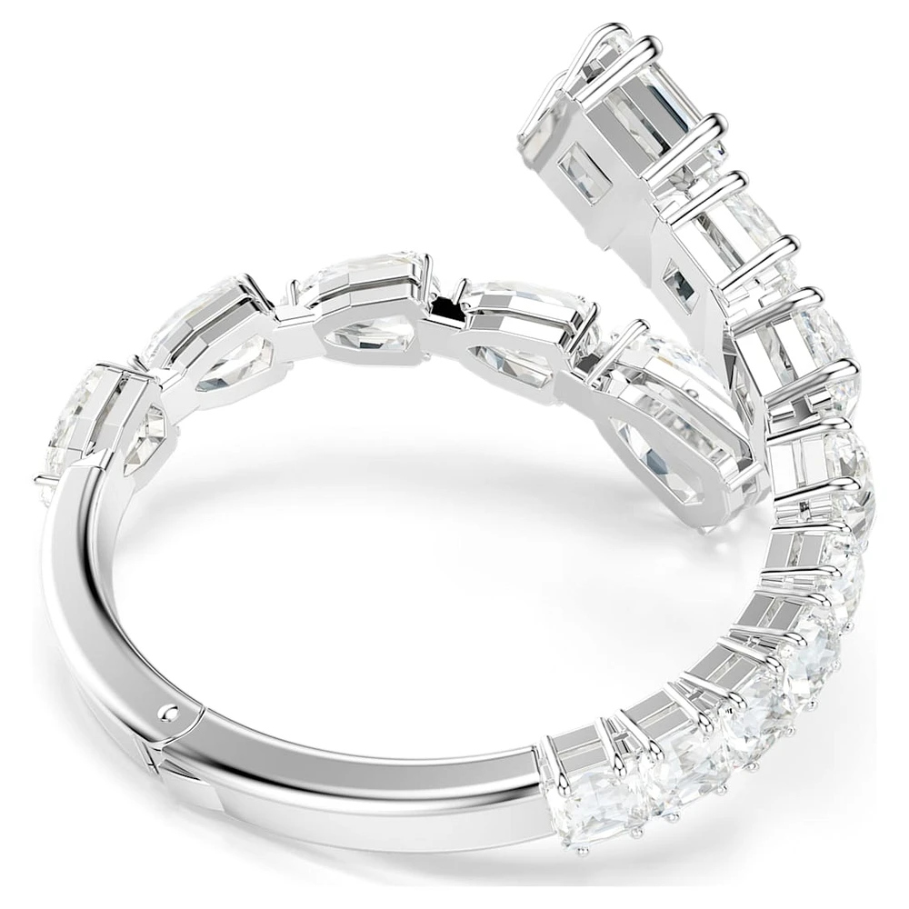 Matrix bangle, Mixed cuts, White, Rhodium plated by SWAROVSKI