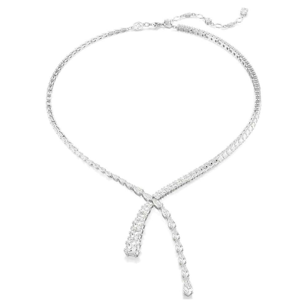 Matrix Y necklace, Mixed cuts, White, Rhodium plated by SWAROVSKI