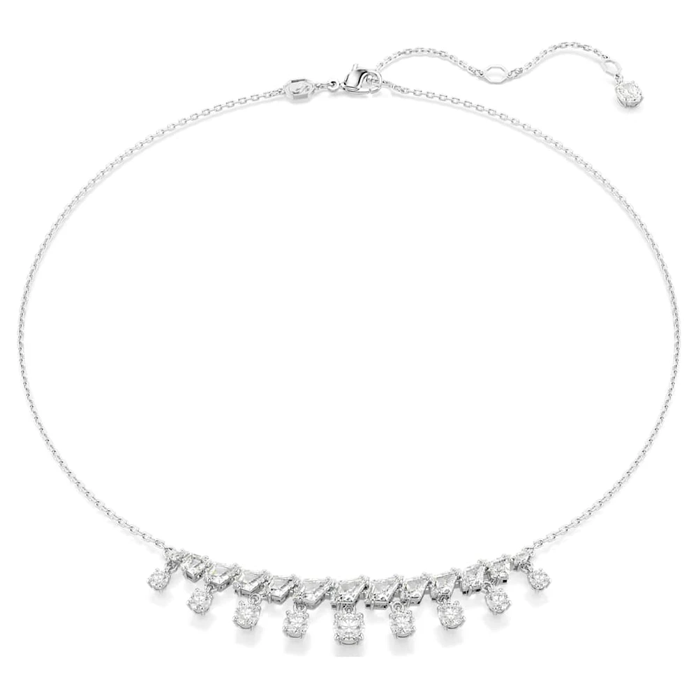 Idyllia necklace, Mixed cuts, Snowflake, White, Rhodium plated by SWAROVSKI