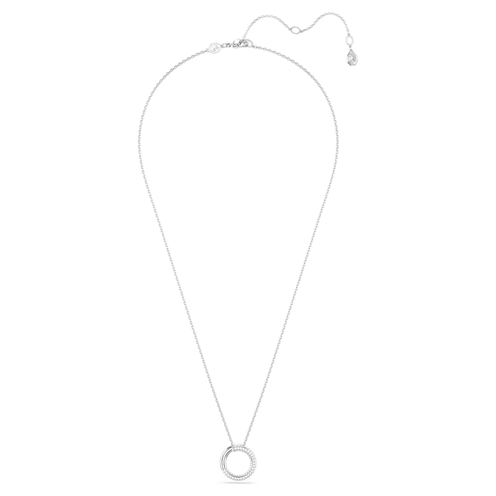 Dextera pendant, Pavé, White, Rhodium plated by SWAROVSKI