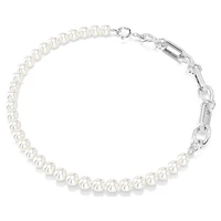 Dextera necklace, Crystal pearl, Mixed links, White, Rhodium plated by SWAROVSKI