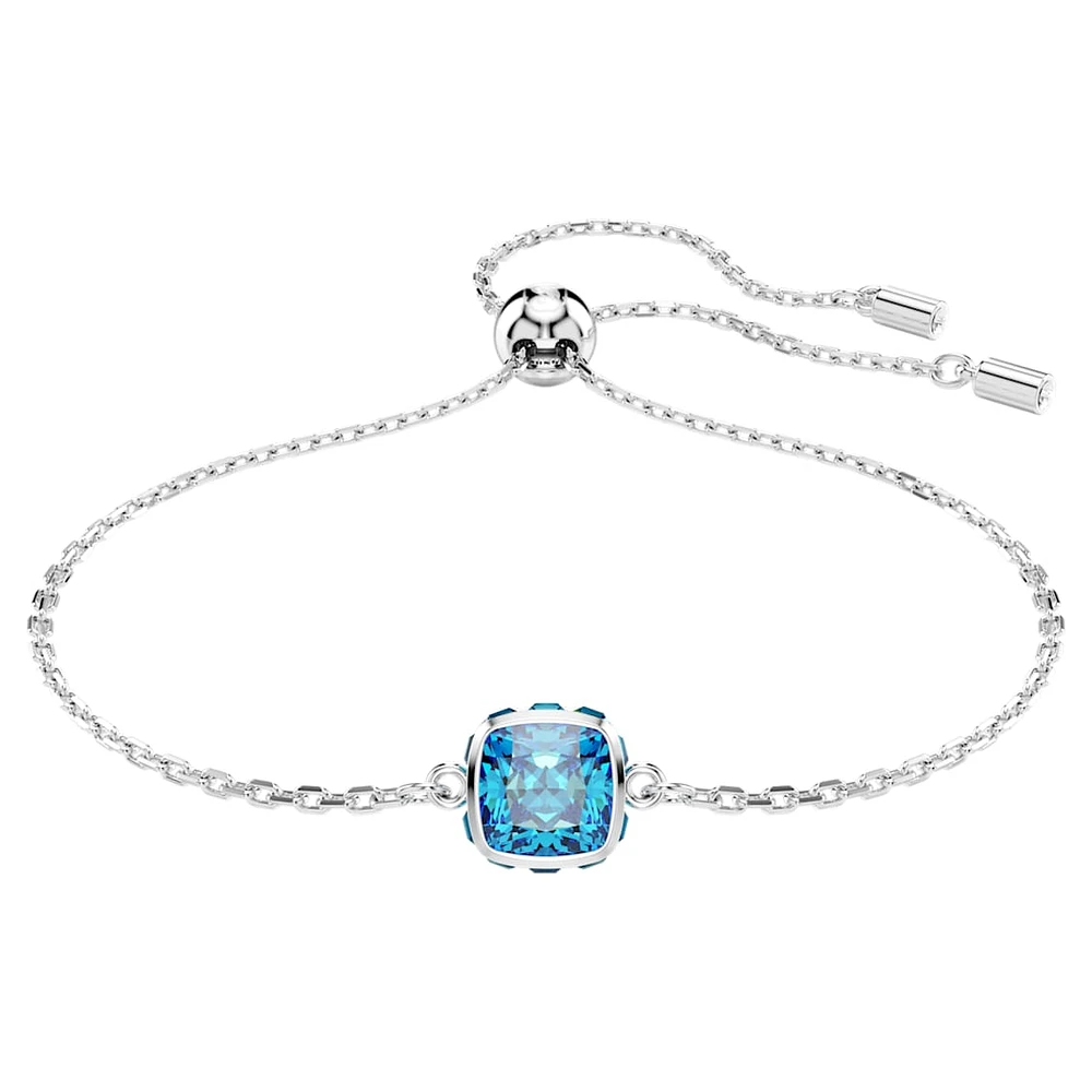 Birthstone bracelet, Square cut, December, Blue, Rhodium plated by SWAROVSKI