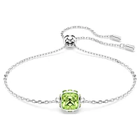 Birthstone bracelet, Square cut, August, Green, Rhodium plated by SWAROVSKI