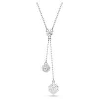 Dextera Y pendant, Round cut, Sphere and cube, White, Rhodium plated by SWAROVSKI