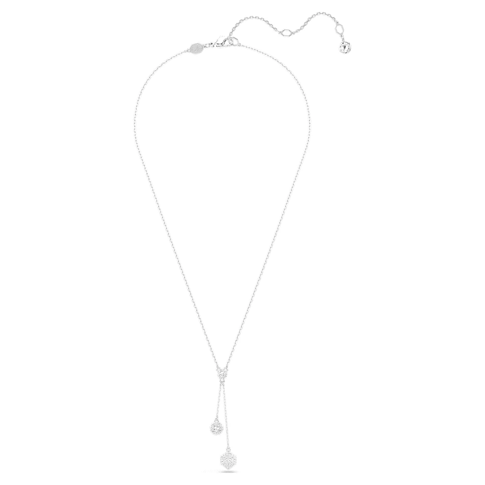 Dextera Y pendant, Round cut, Sphere and cube, White, Rhodium plated by SWAROVSKI