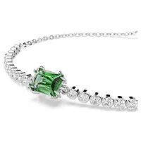 Matrix Tennis bracelet, Mixed cuts, Green, Rhodium plated by SWAROVSKI