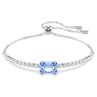 Matrix Tennis bracelet, Mixed cuts, Blue, Rhodium plated by SWAROVSKI