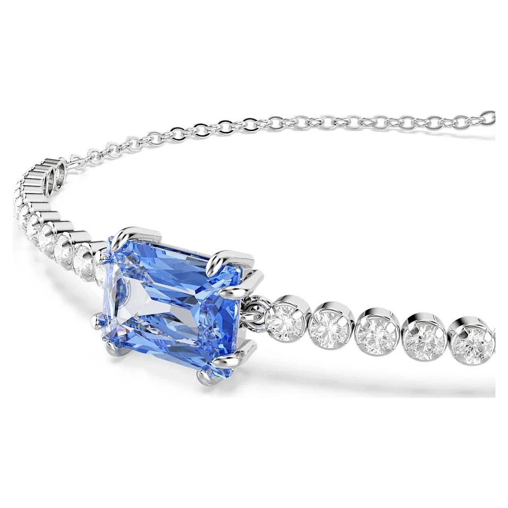 Matrix Tennis bracelet, Mixed cuts, Blue, Rhodium plated by SWAROVSKI