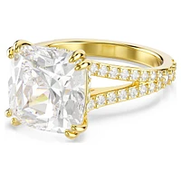 Stilla cocktail ring, Square cut, Pavé, White, Gold-tone plated by SWAROVSKI