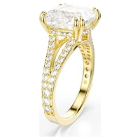 Stilla cocktail ring, Square cut, Pavé, White, Gold-tone plated by SWAROVSKI
