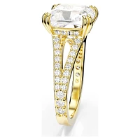 Stilla cocktail ring, Square cut, Pavé, White, Gold-tone plated by SWAROVSKI