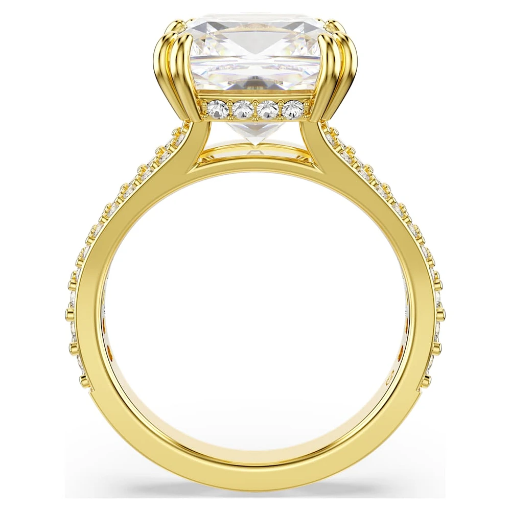 Stilla cocktail ring, Square cut, Pavé, White, Gold-tone plated by SWAROVSKI