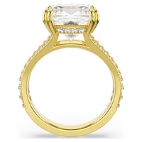 Stilla cocktail ring, Square cut, Pavé, White, Gold-tone plated by SWAROVSKI