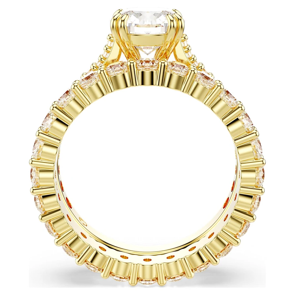 Stilla ring, Set (2), Round cut, White, Gold-tone plated by SWAROVSKI