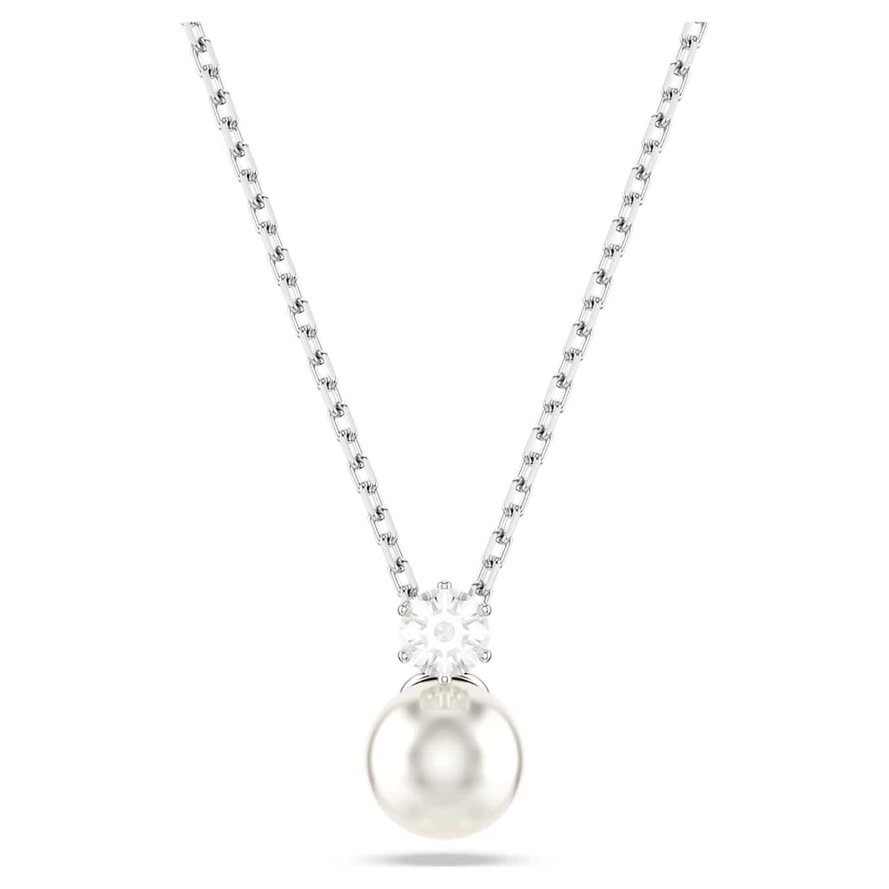 Matrix pendant, Crystal pearl, Round cut, White, Rhodium plated by SWAROVSKI